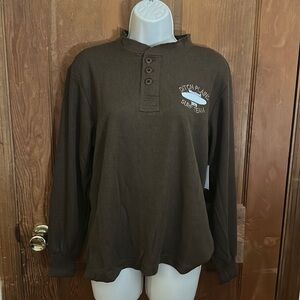 Ditch Plains Boys Brown Ribbed Long Sleeve Shirt Size Large 14-16